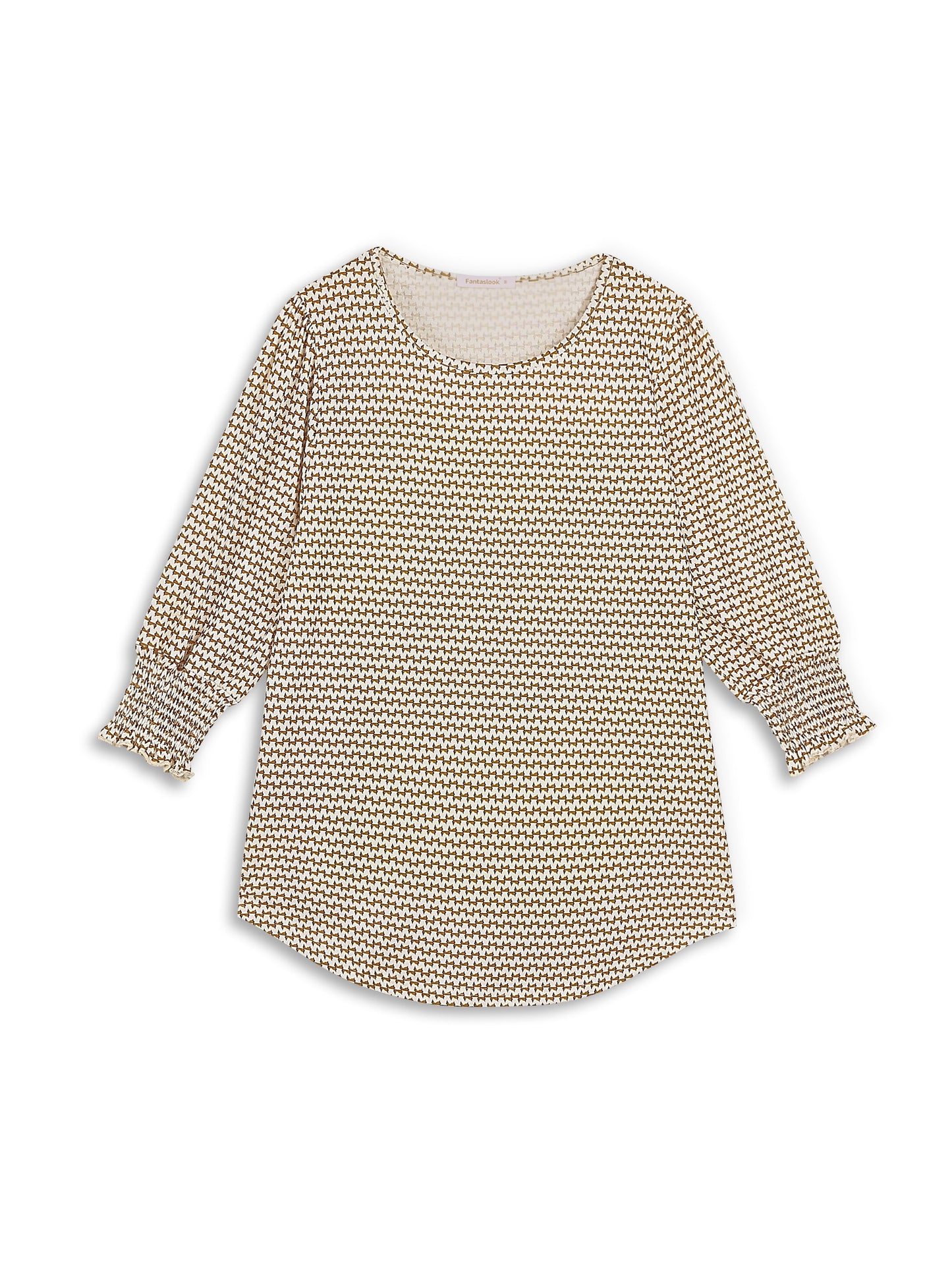 Blouses for Women Dressy Casual 3/4 Length Sleeve Womens Tops with Smocked Cuffs Fashion Shirts