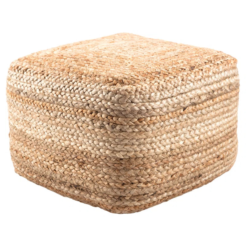 Cicero 18" Wide Square 100% Braided Jute Pouf Ottoman/Foot Stool by Jaipur Living