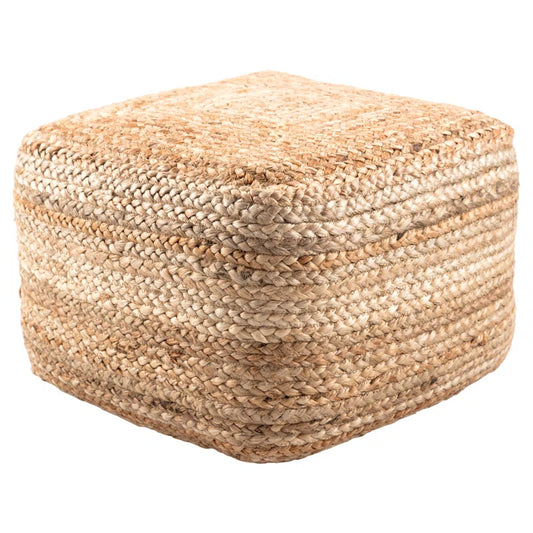 Cicero 18" Wide Square 100% Braided Jute Pouf Ottoman/Foot Stool by Jaipur Living
