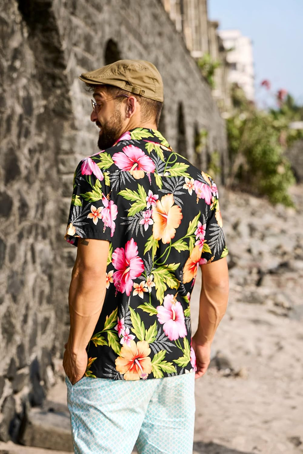 Hawaiian Shirts for Men Aloha Casual Button down Cruise Beach Wear Short Sleeve
