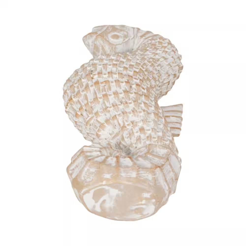 White 4 In. X 12 In. Resin Coastal Solid Wicker Seahorse Figurine