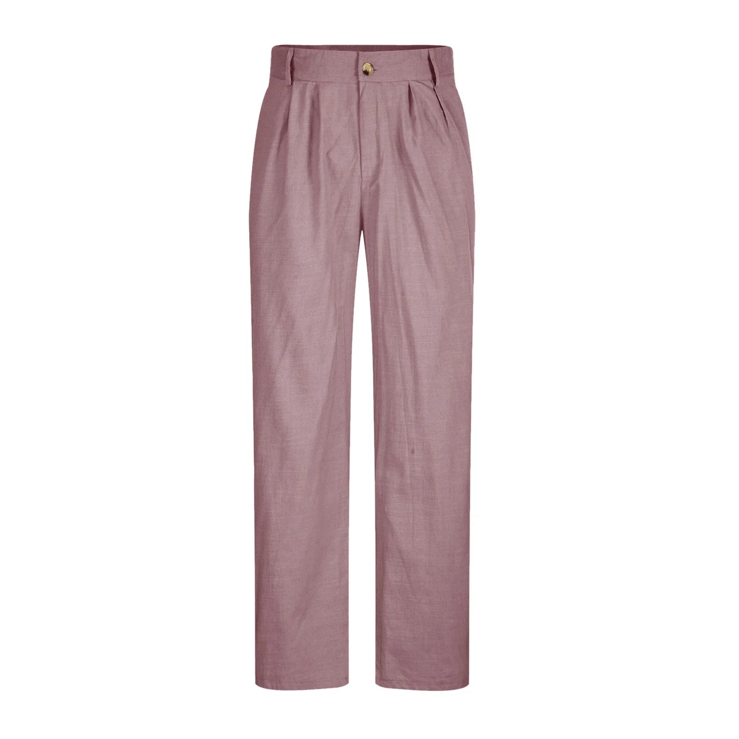 Cotton Linen Pants for Men Pleated Front Trouser Straight Leg Suit Trousers Solid Color Office Trouser Lightweight Linen Pant