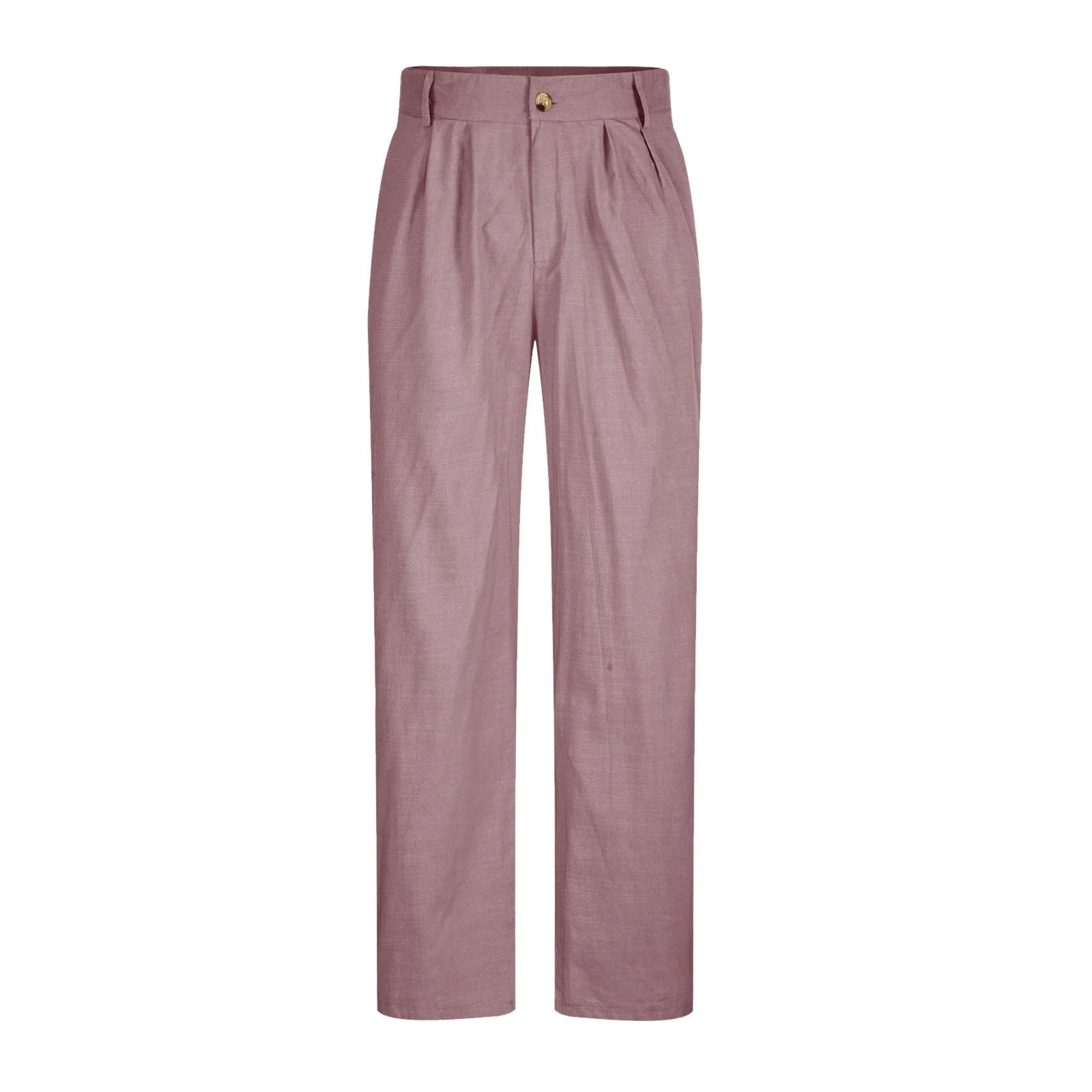 Cotton Linen Pants for Men Pleated Front Trouser Straight Leg Suit Trousers Solid Color Office Trouser Lightweight Linen Pant