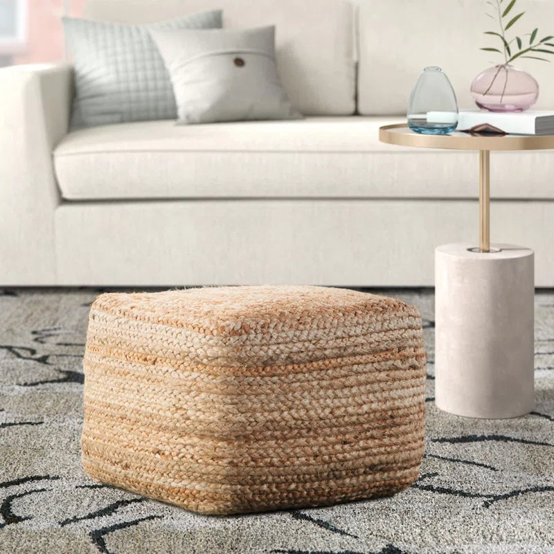 Cicero 18" Wide Square 100% Braided Jute Pouf Ottoman/Foot Stool by Jaipur Living