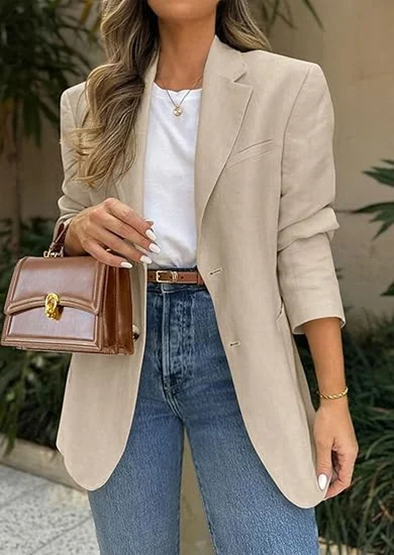 Blazers for Women Business Casual Long Sleeve Lapel Open Front Suit Jacket Work Blazer with Pockets