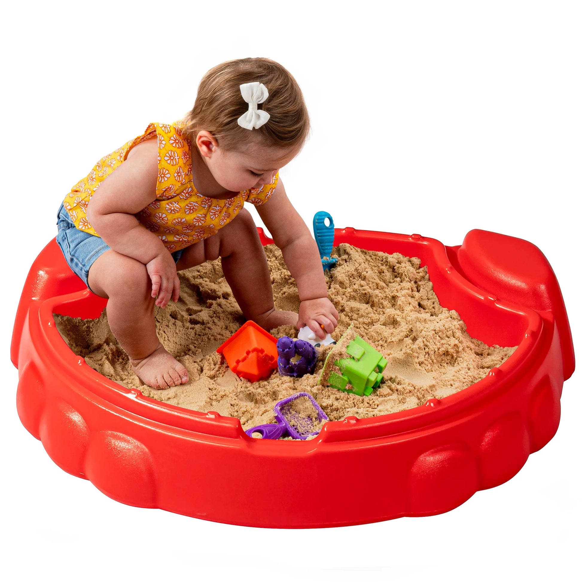 Coastal Crab Red Outdoor Sandbox with Cover for Kids