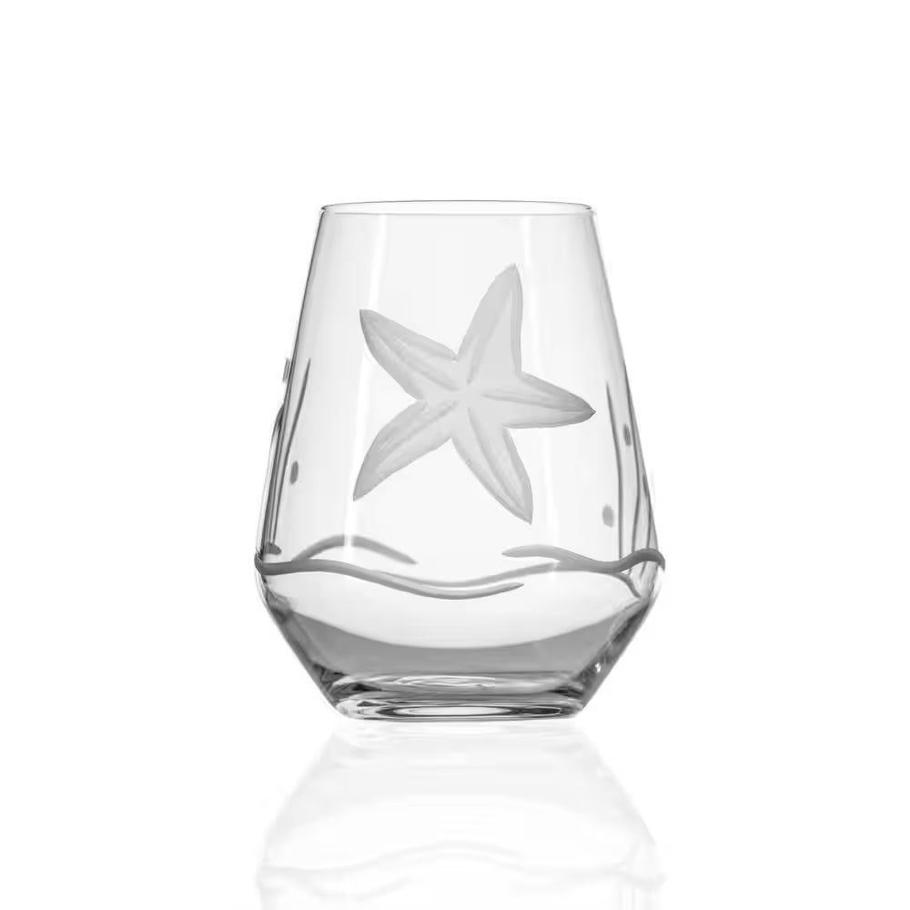 Starfish 18 Oz. Stemless Wine Tumbler Glasses - Set of 4