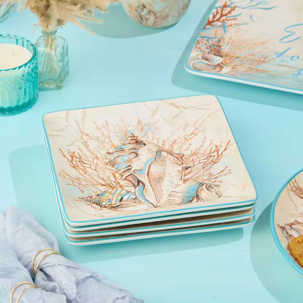 Escape to the Sea Multi-Colored Dinner Plate (Set of 4)