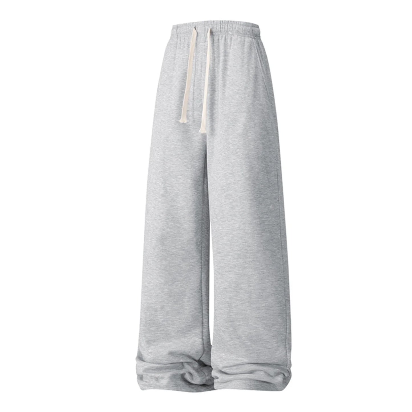 Mens Sweatpants Fleece Baggy Wide Leg Oversized Casual Elastic Waist Drawstring Trouser with Pocket