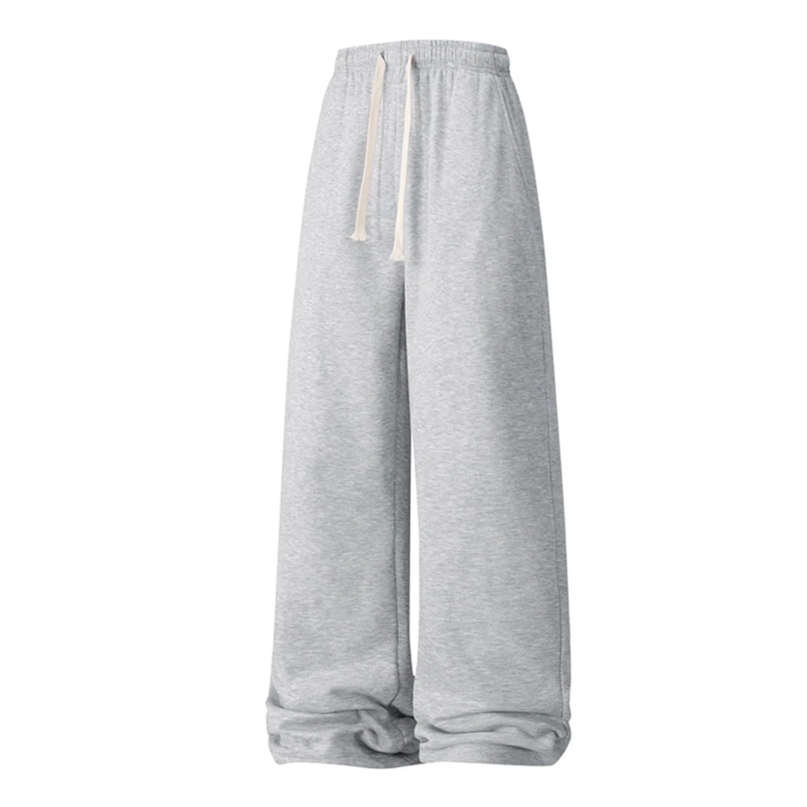 Mens Sweatpants Fleece Baggy Wide Leg Oversized Casual Elastic Waist Drawstring Trouser with Pocket