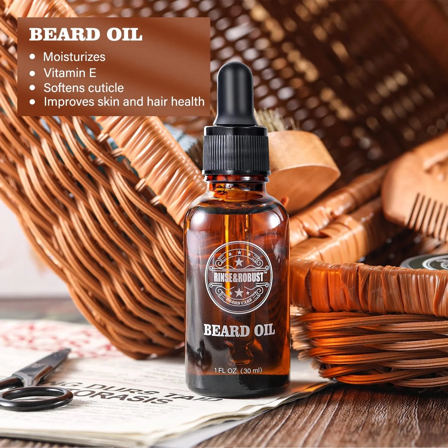 Beard Growth Kit for Men Beard Care Set 8Pcs with Traveling Bag Valentines Day Beard Grooming Wash & Beard Conditioner Kit