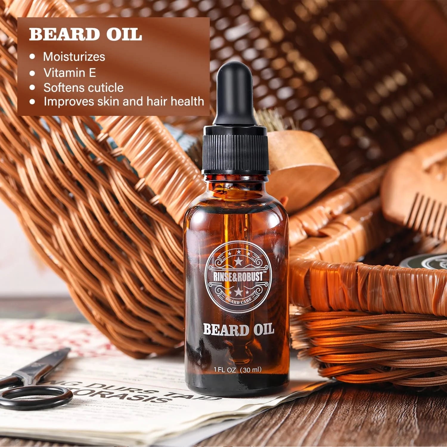 Beard Growth Kit for Men Beard Care Set 8Pcs with Traveling Bag Valentines Day Beard Grooming Wash & Beard Conditioner Kit