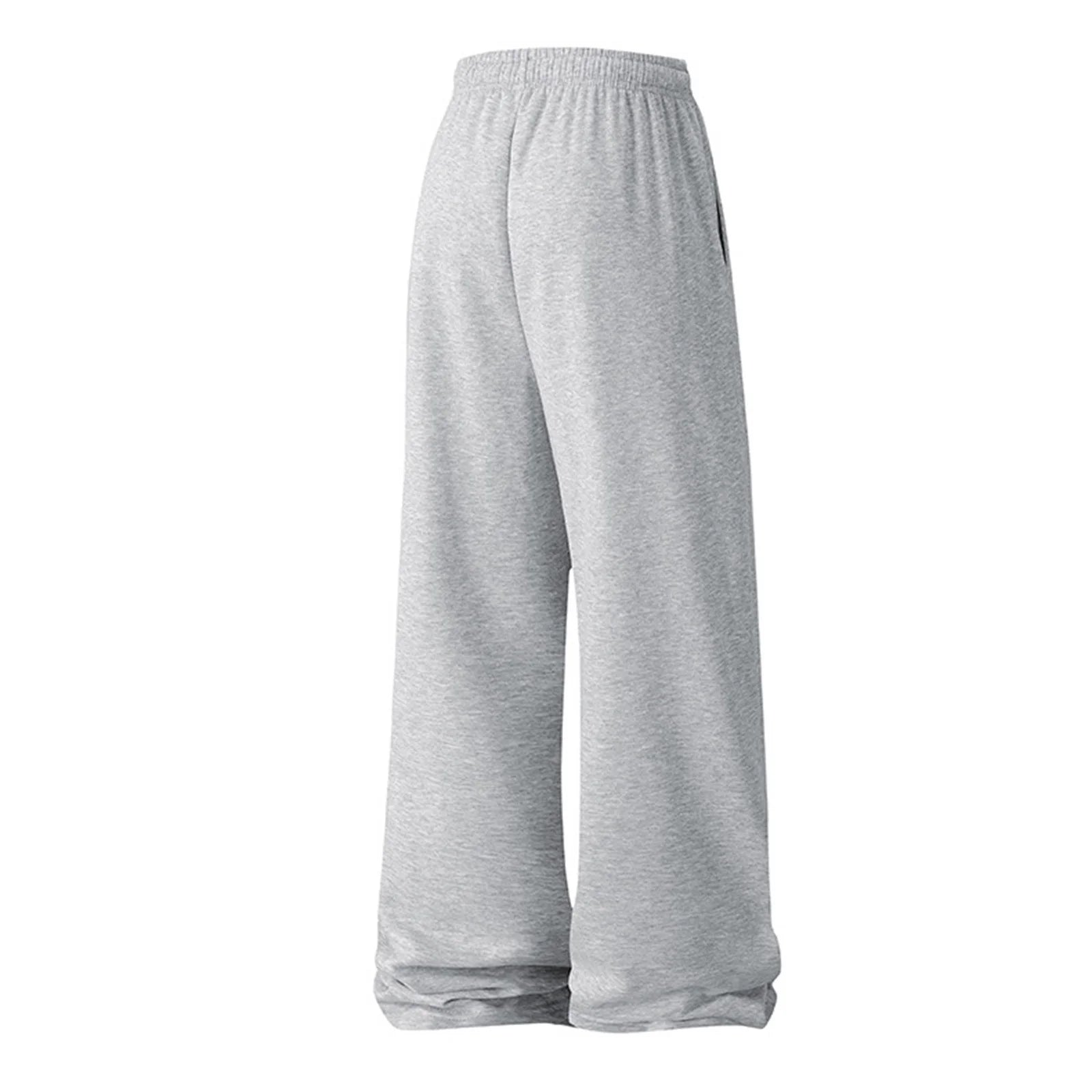Mens Sweatpants Fleece Baggy Wide Leg Oversized Casual Elastic Waist Drawstring Trouser with Pocket