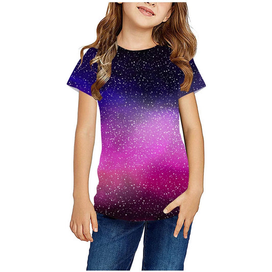 T Shirts for Girls 10-12 Years Old,Summer Children T-Shirts Kids Boys Girls Fashion Short Sleeve Tie-Dye Printed T Shirt Cute Casual Crewneck Graphic Tees