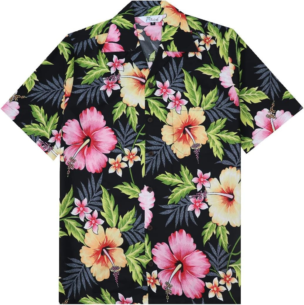 Hawaiian Shirts for Men Aloha Casual Button down Cruise Beach Wear Short Sleeve