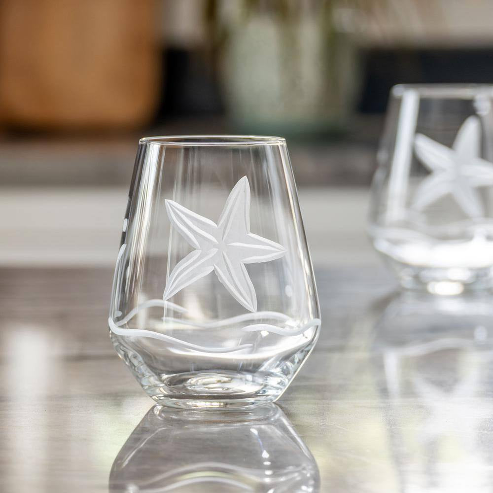 Starfish 18 Oz. Stemless Wine Tumbler Glasses - Set of 4