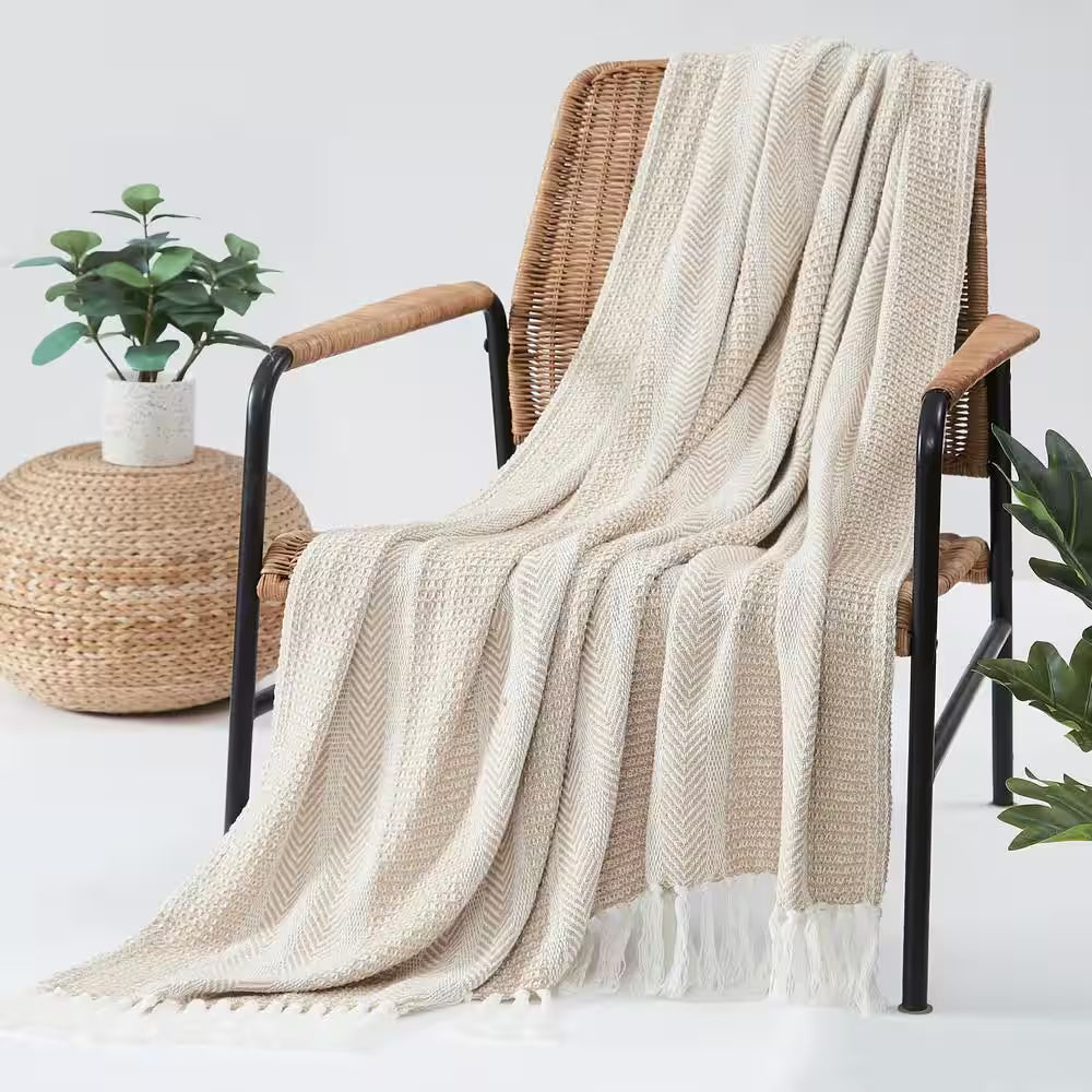 Textured Stripe Polyester Sand 50 X 60 Throw