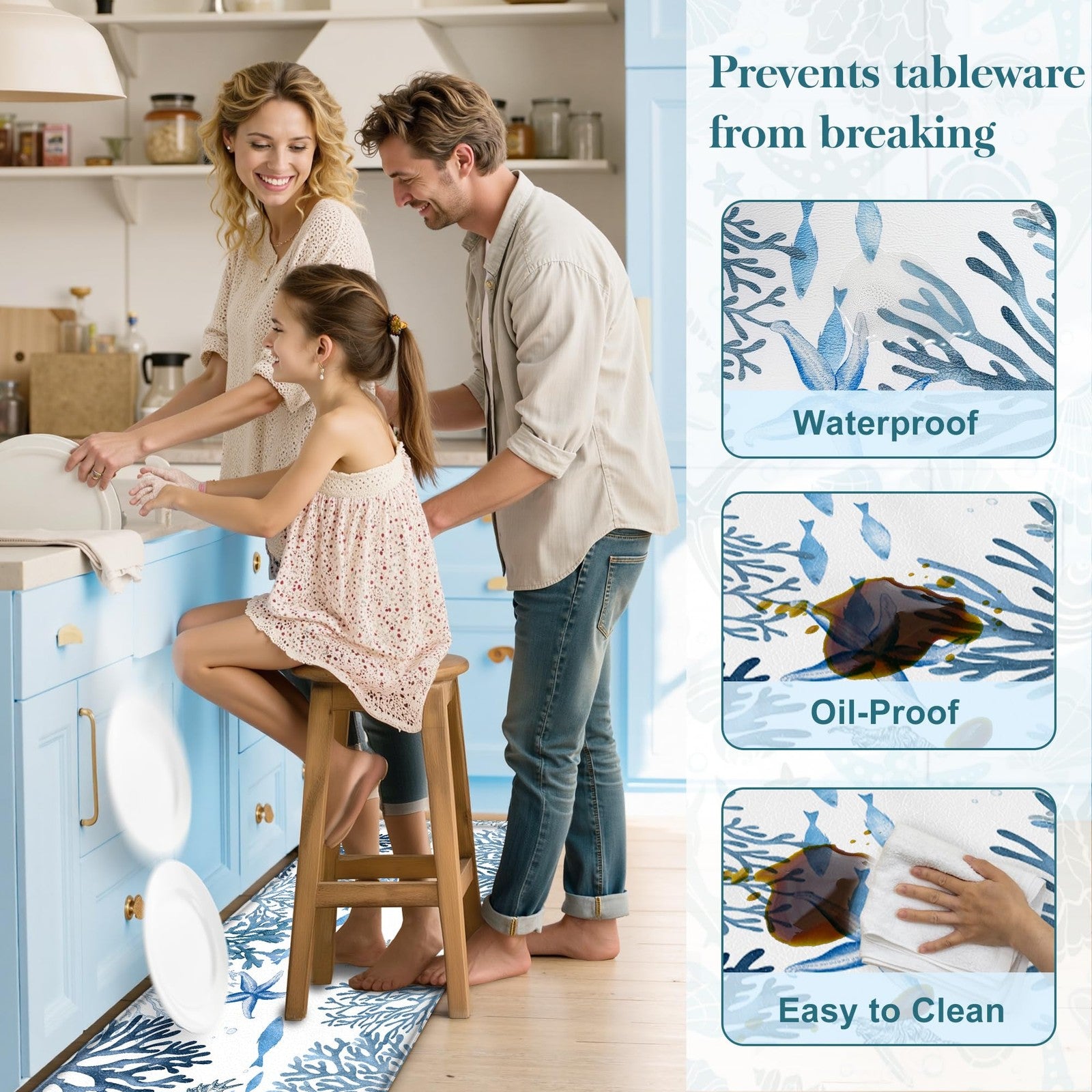 Kitchen Mats for Floor Cushioned anti Fatigue Sets of 2 Coastal Rugs Non Slip