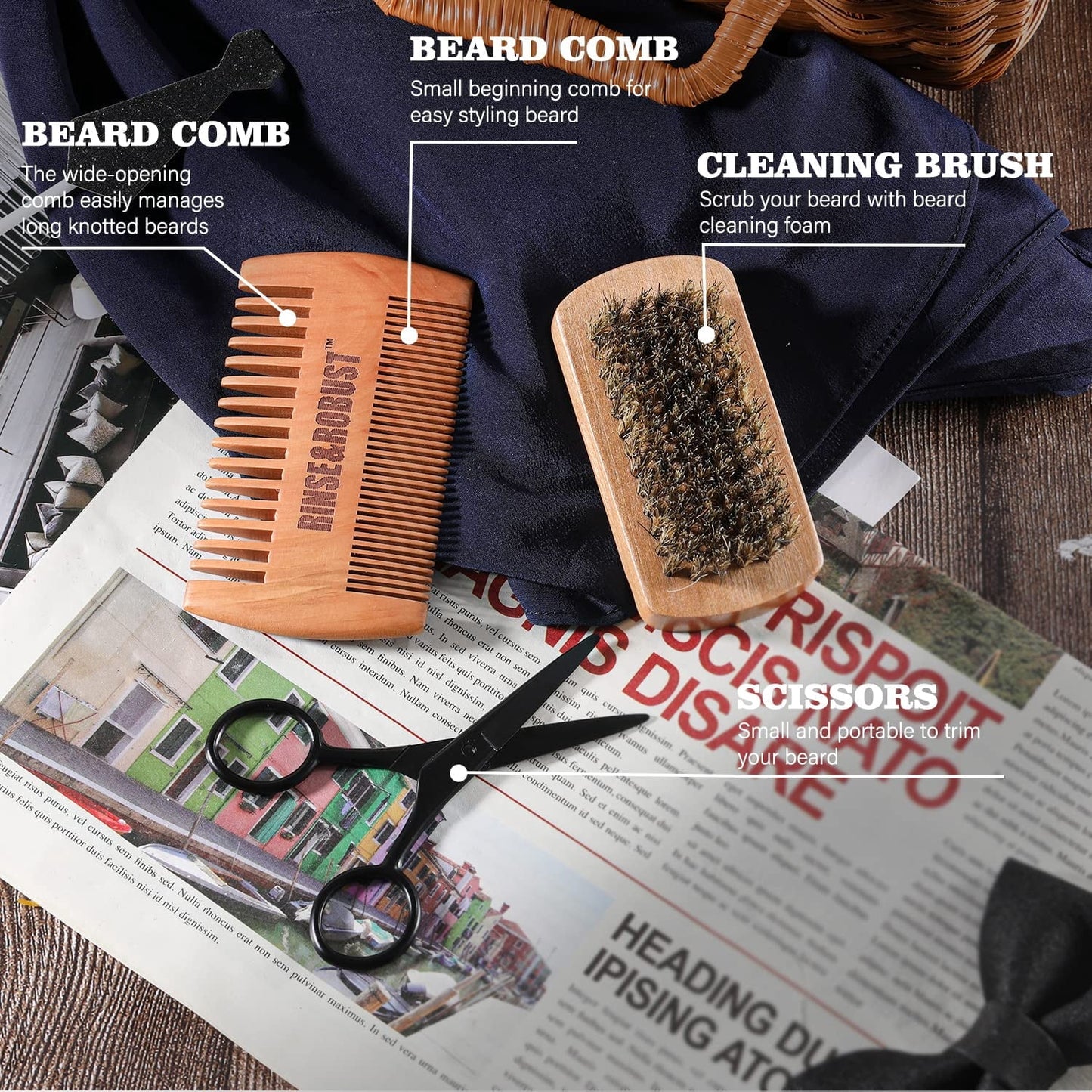 Beard Growth Kit for Men Beard Care Set 8Pcs with Traveling Bag Valentines Day Beard Grooming Wash & Beard Conditioner Kit