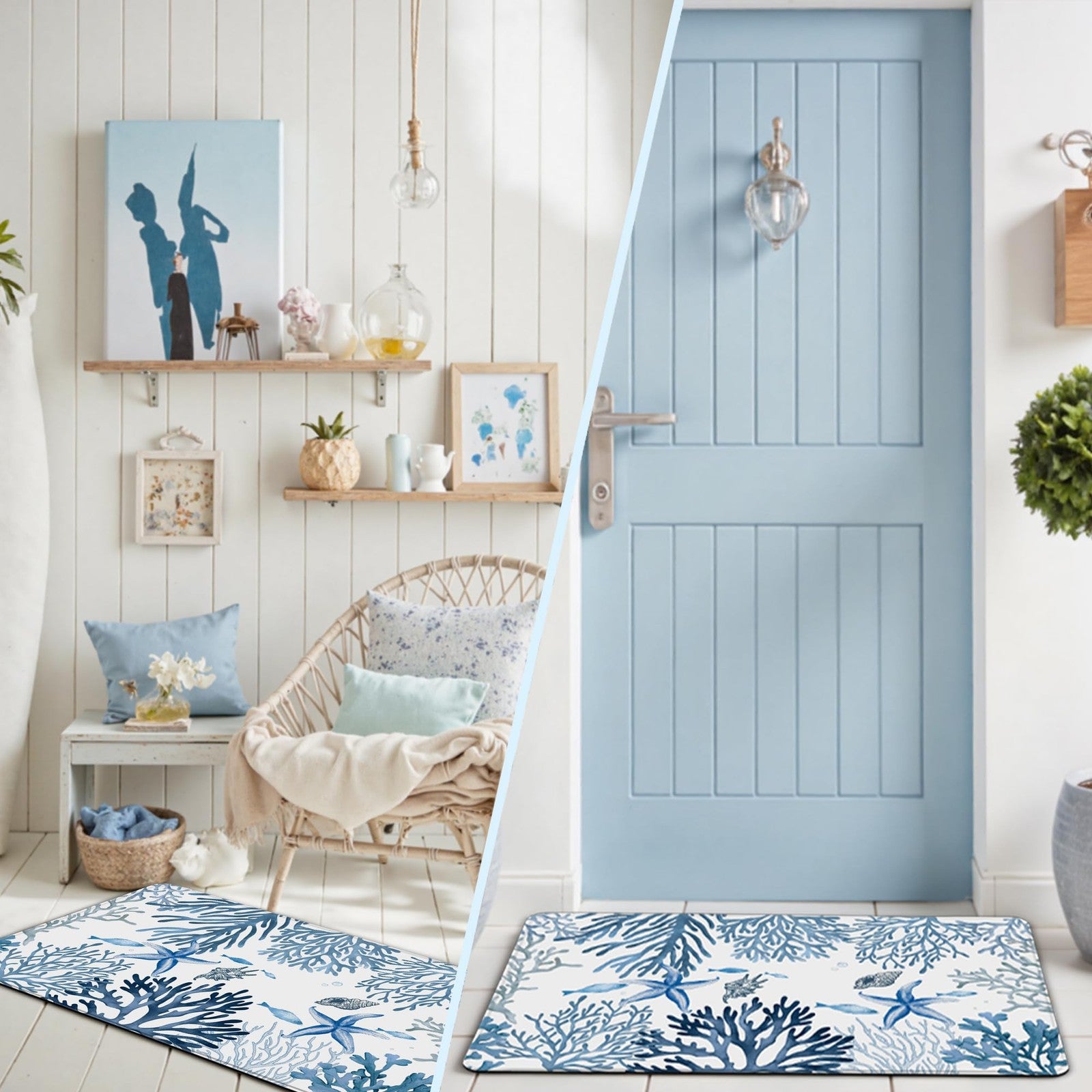 Kitchen Mats for Floor Cushioned anti Fatigue Sets of 2 Coastal Rugs Non Slip