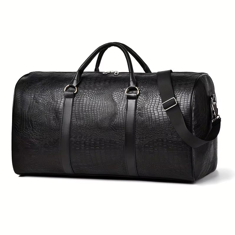 Large Capacity Retro Crocodile-Textured Travel Duffel Bag - Durable Vacation Luggage, Versatile Gift for Men & Women
