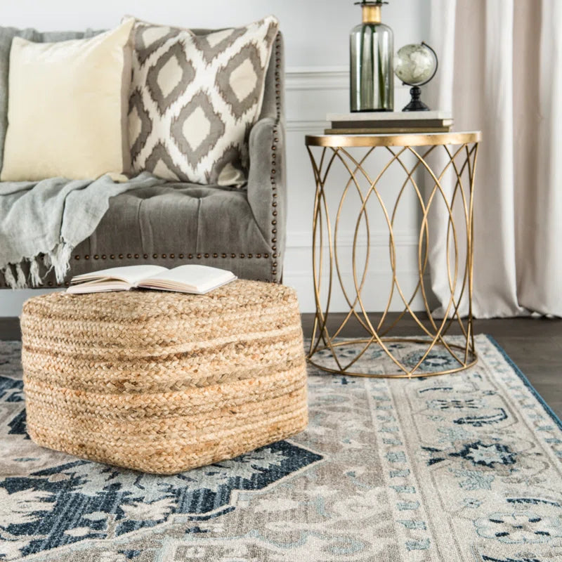 Cicero 18" Wide Square 100% Braided Jute Pouf Ottoman/Foot Stool by Jaipur Living