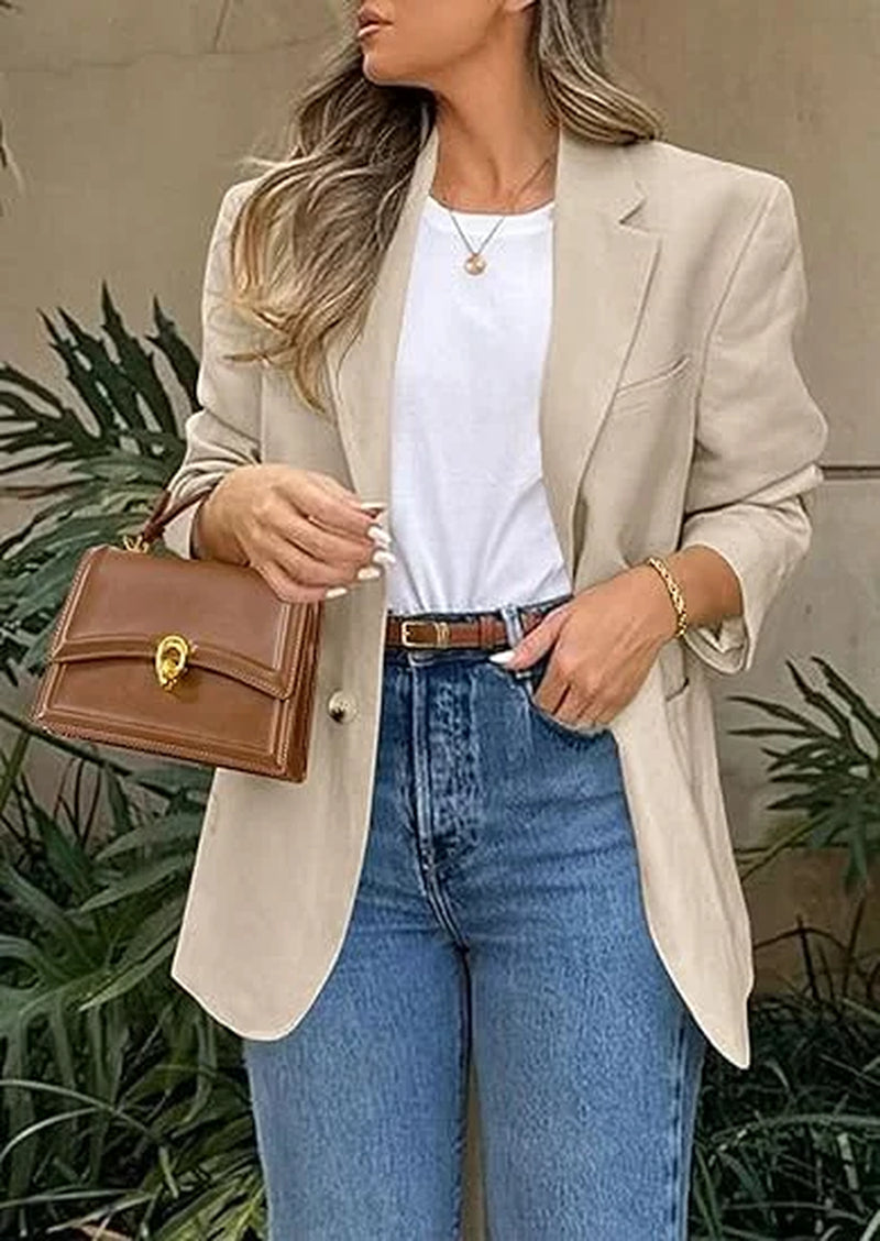 Blazers for Women Business Casual Long Sleeve Lapel Open Front Suit Jacket Work Blazer with Pockets