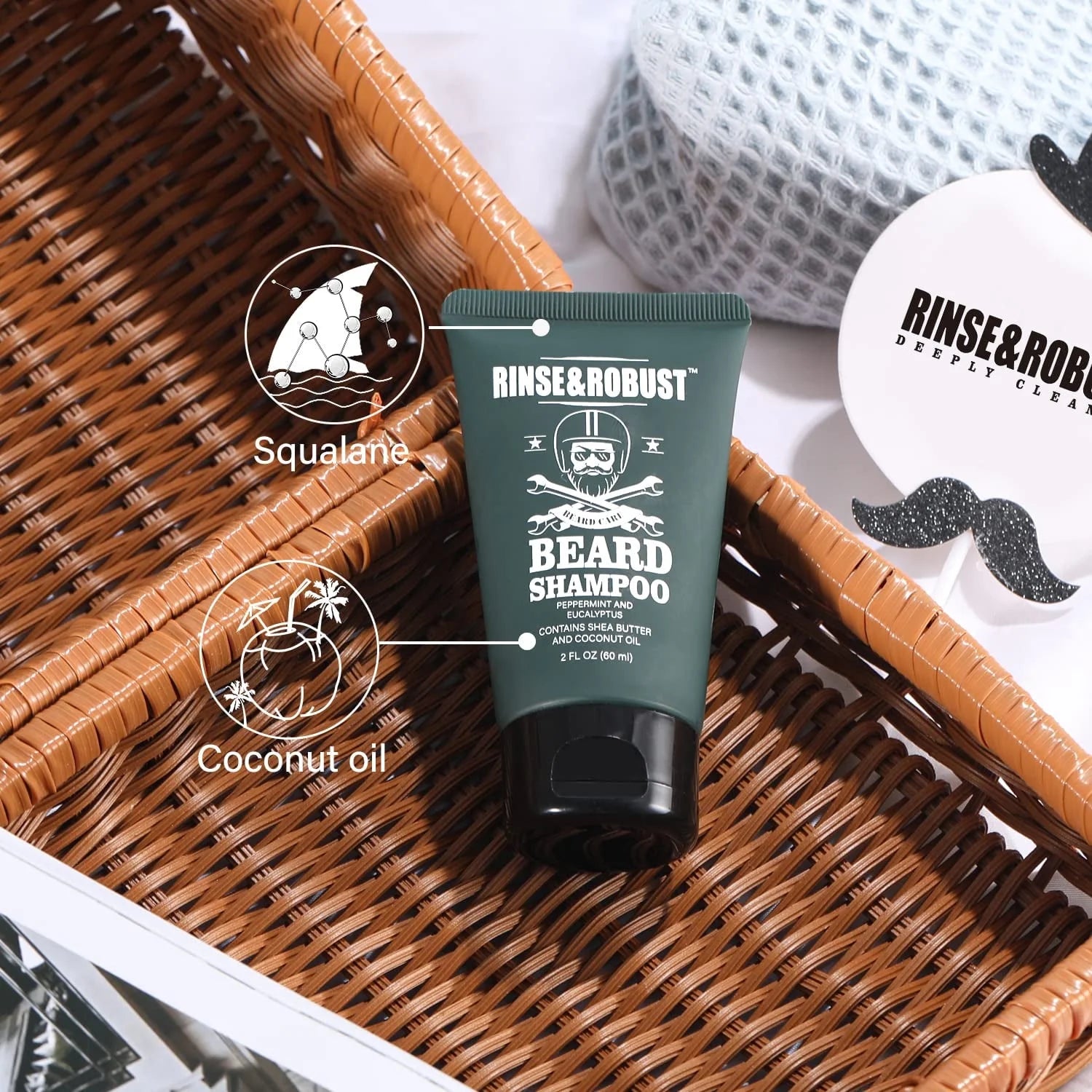 Beard Growth Kit for Men Beard Care Set 8Pcs with Traveling Bag Valentines Day Beard Grooming Wash & Beard Conditioner Kit