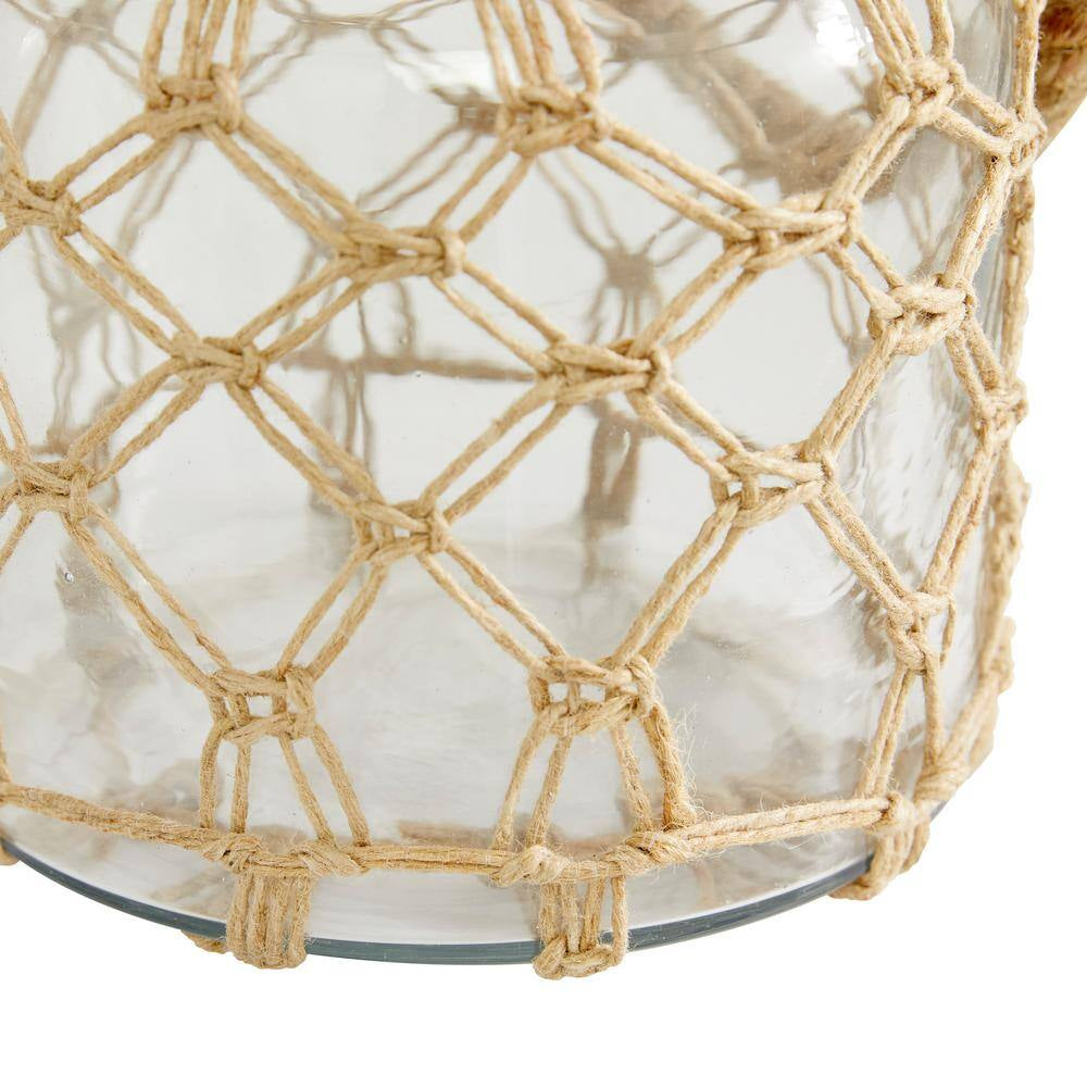 Clear Glass Decorative Candle Lantern with Rope Handle