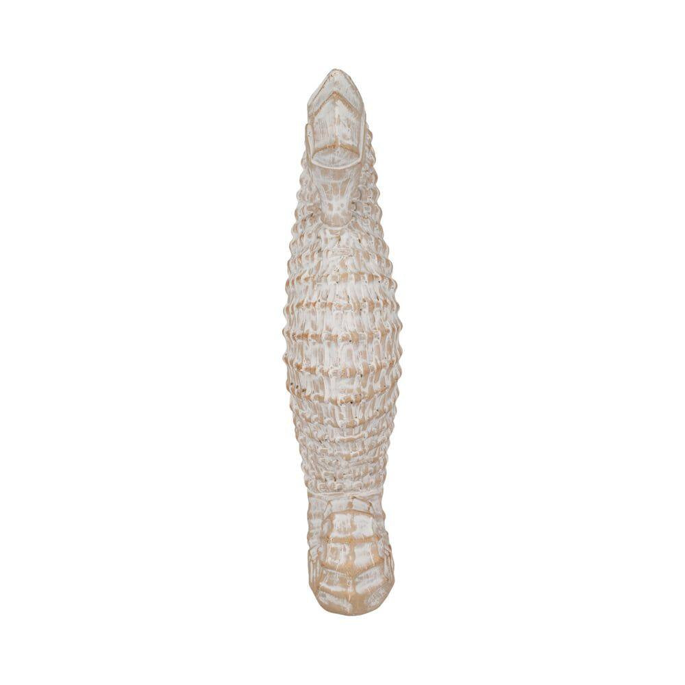 White 4 In. X 12 In. Resin Coastal Solid Wicker Seahorse Figurine