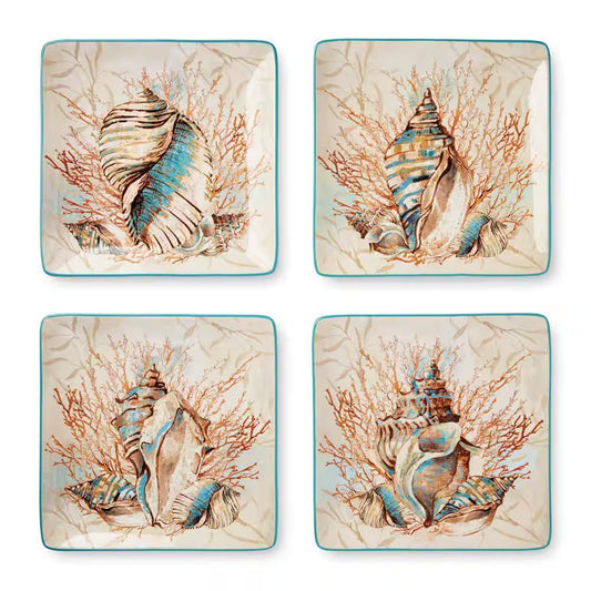 Escape to the Sea Multi-Colored Dinner Plate (Set of 4)