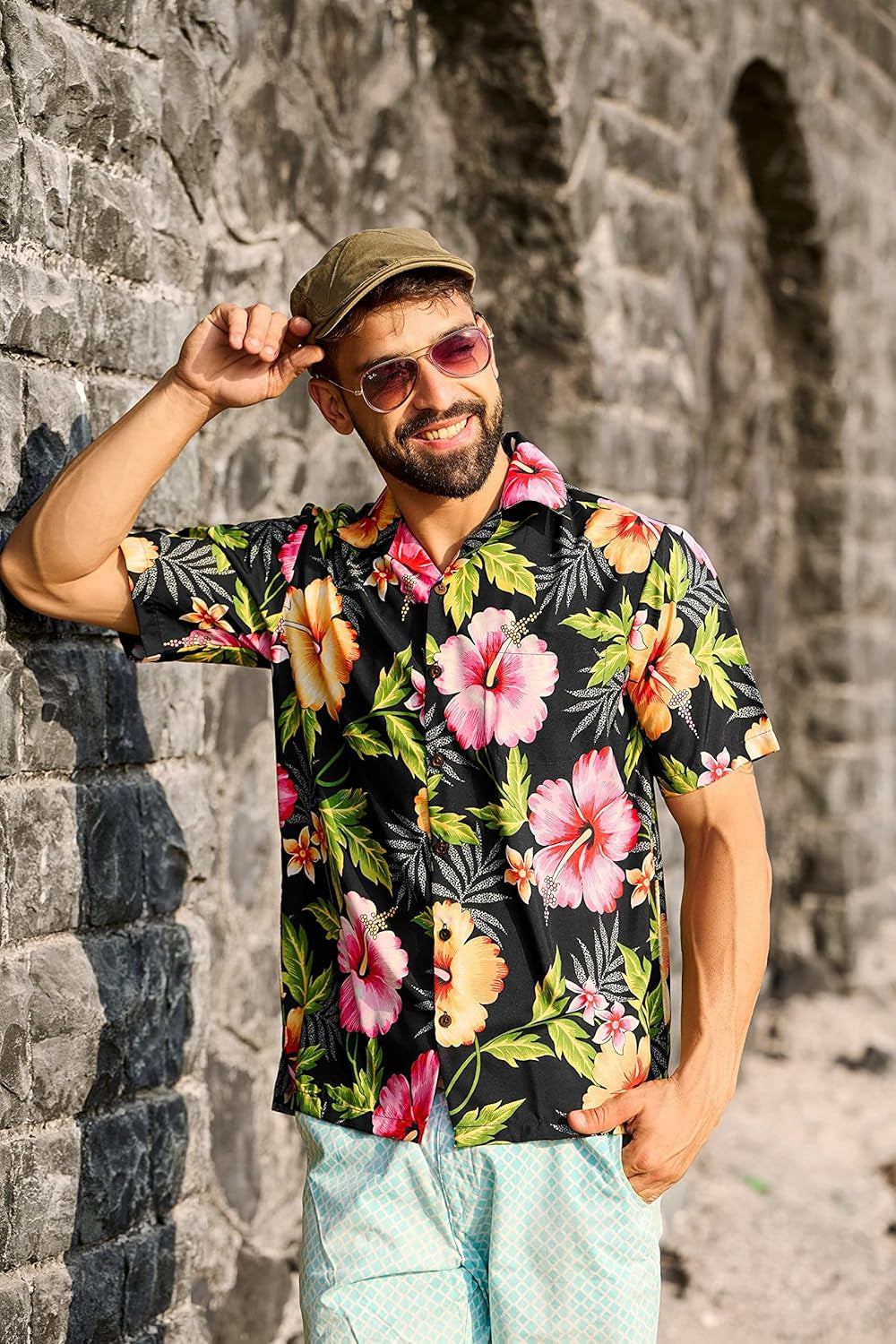 Hawaiian Shirts for Men Aloha Casual Button down Cruise Beach Wear Short Sleeve