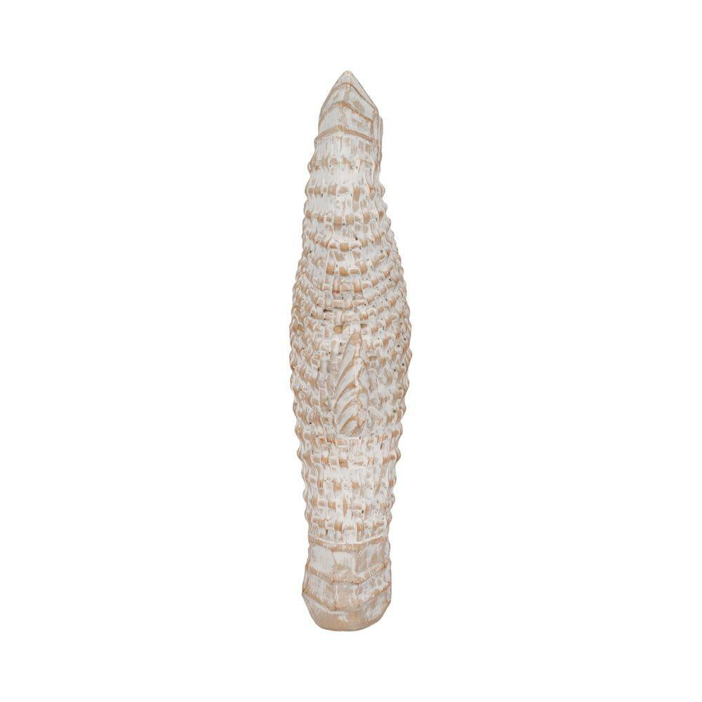 White 4 In. X 12 In. Resin Coastal Solid Wicker Seahorse Figurine